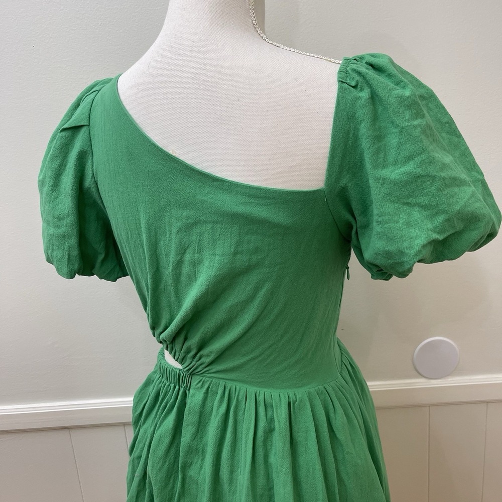 LUCCA NWT Green Puff Sleeve Dress With Cutout Size Small MSRP $74.99 - Picture 4 of 8